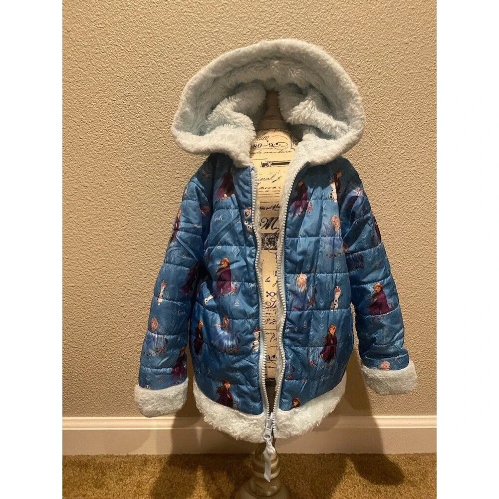 Disney Frozen Reservable (Blue & Light Blue) Puffer Jacket with Print Size 6